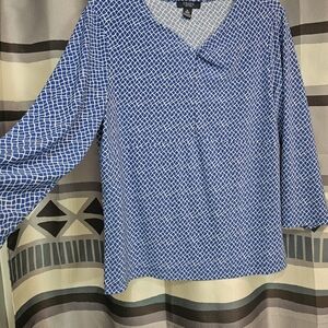 Women's Blouse by Chaps Cobalt Blue Scoop Twist Keyhole Neckline